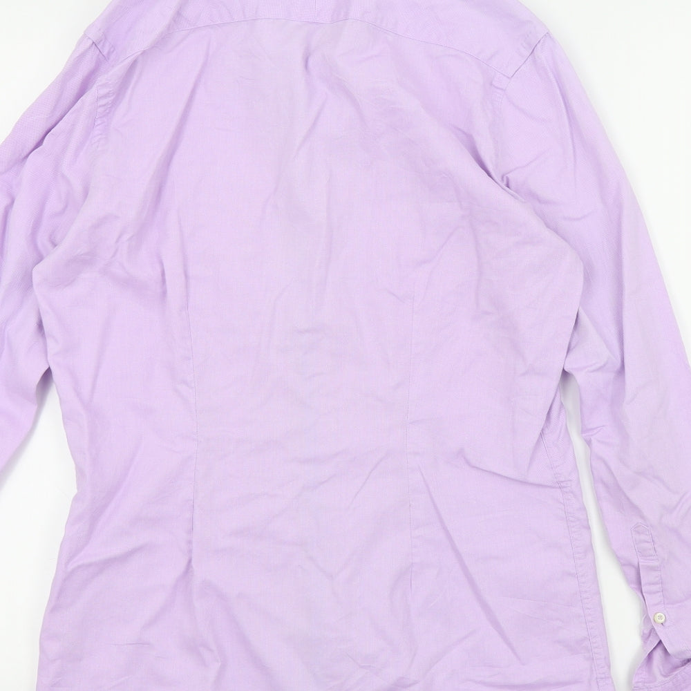 Mens UK Size 15 NEXT Purple  Button-Up Long Sleeve Casual Shirt