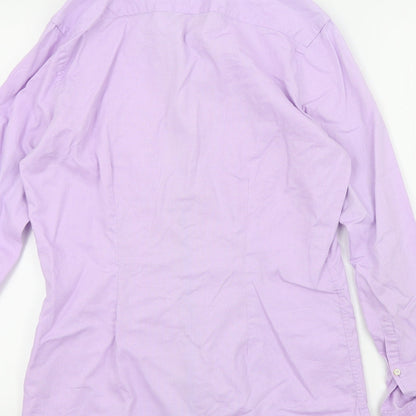 Mens UK Size 15 NEXT Purple  Button-Up Long Sleeve Casual Shirt