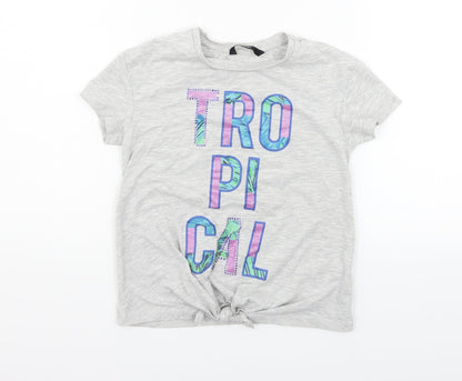 George Girls Grey   Basic T-Shirt Size 5-6 Years  - tro pi cal