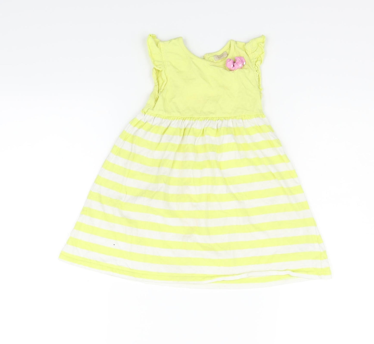 BHS Girls Yellow Striped  Fit & Flare  Size 18-24 Months