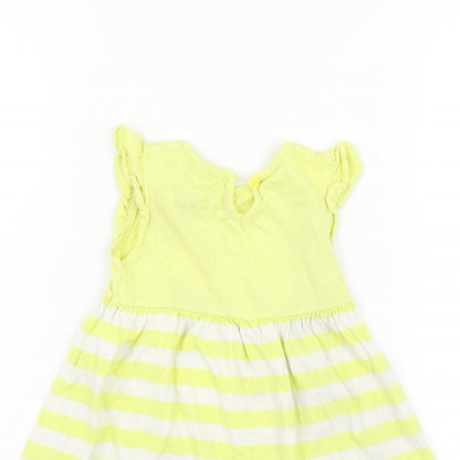 BHS Girls Yellow Striped  Fit & Flare  Size 18-24 Months