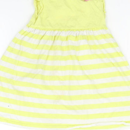 BHS Girls Yellow Striped  Fit & Flare  Size 18-24 Months