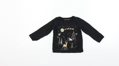 Nutmeg Boys Black   Fit & Flare  Size 12-18 Months  - deers christmas