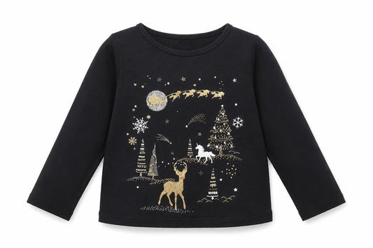 Nutmeg Boys Black   Fit & Flare  Size 12-18 Months  - deers christmas