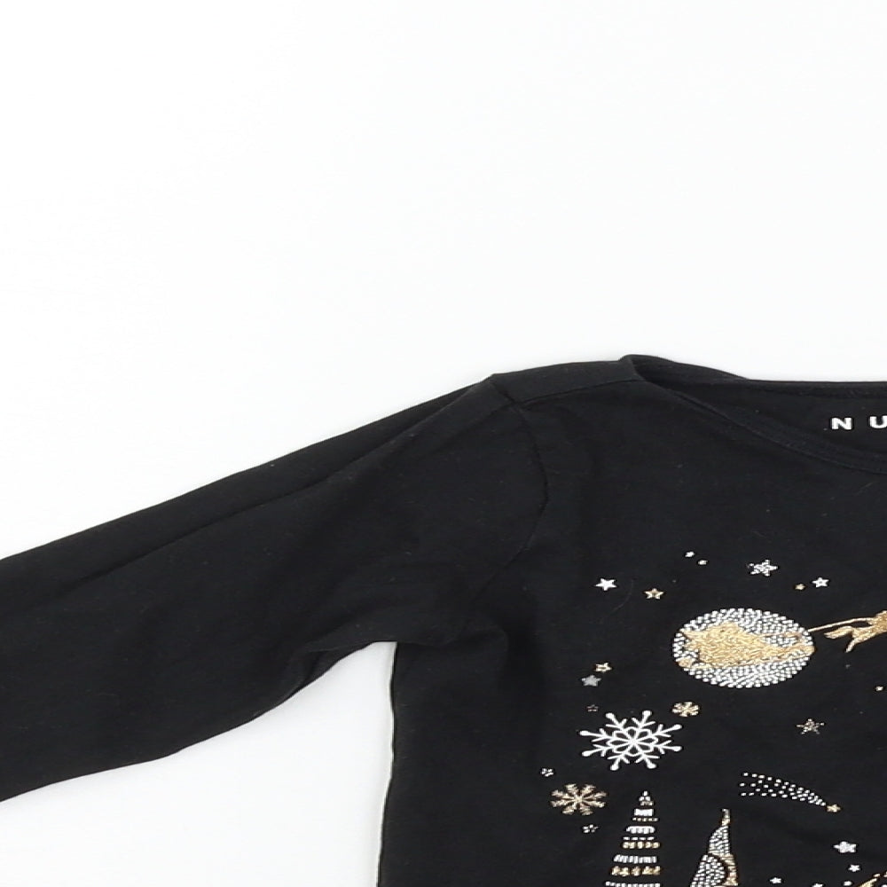 Nutmeg Boys Black   Fit & Flare  Size 12-18 Months  - deers christmas