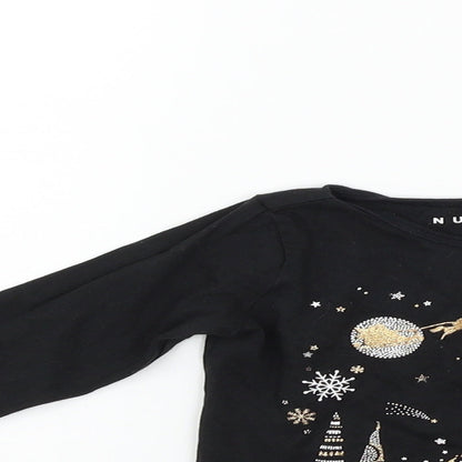 Nutmeg Boys Black   Fit & Flare  Size 12-18 Months  - deers christmas