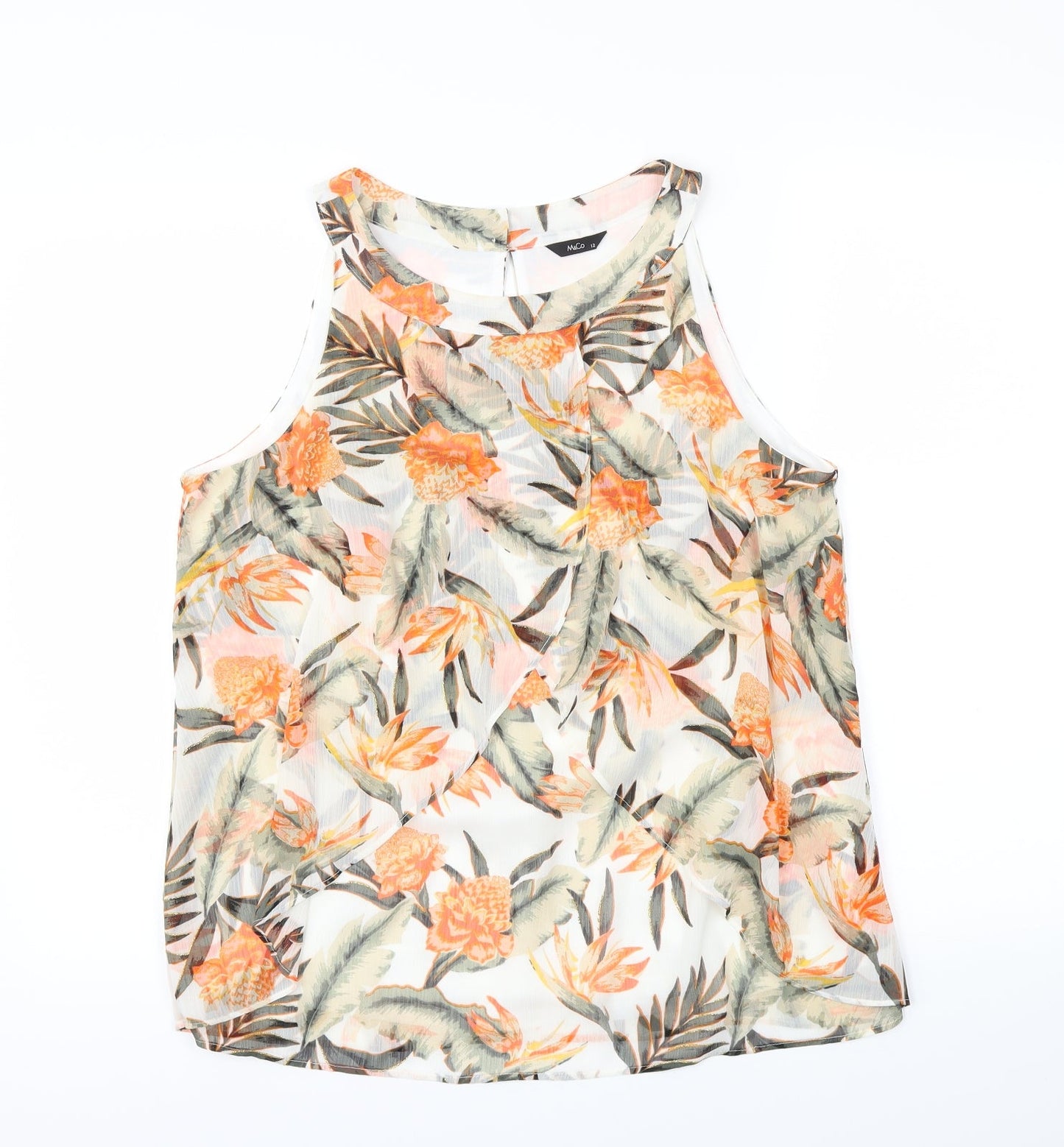 Womens UK Size 12 M&Co Multicoloured Basic T-Shirt