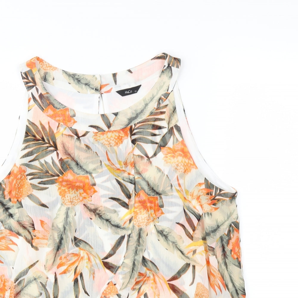 Womens UK Size 12 M&Co Multicoloured Basic T-Shirt