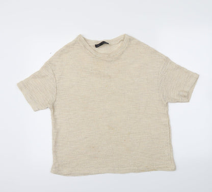 Womens UK Size 10 Topshop Beige Basic T-Shirt