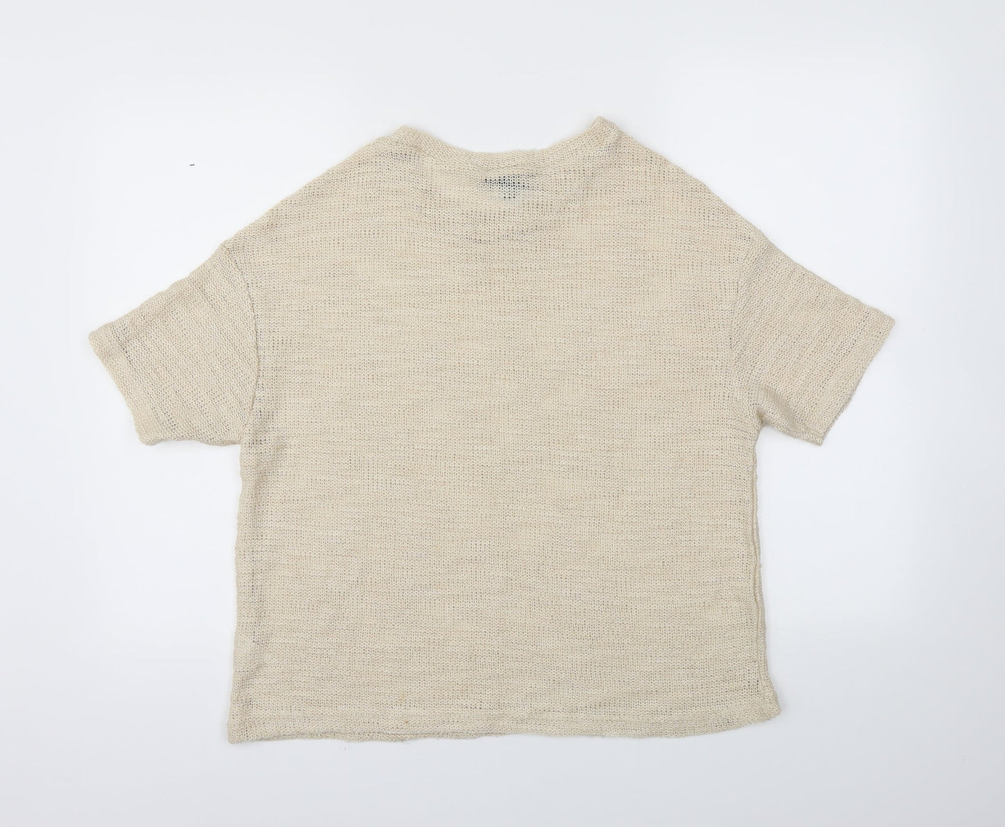 Womens UK Size 10 Topshop Beige Basic T-Shirt