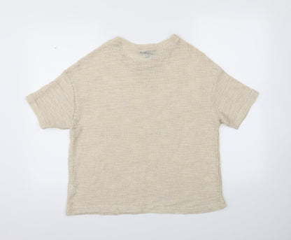 Womens UK Size 10 Topshop Beige Basic T-Shirt