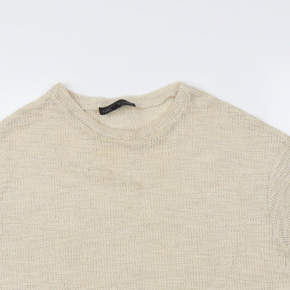Womens UK Size 10 Topshop Beige Basic T-Shirt