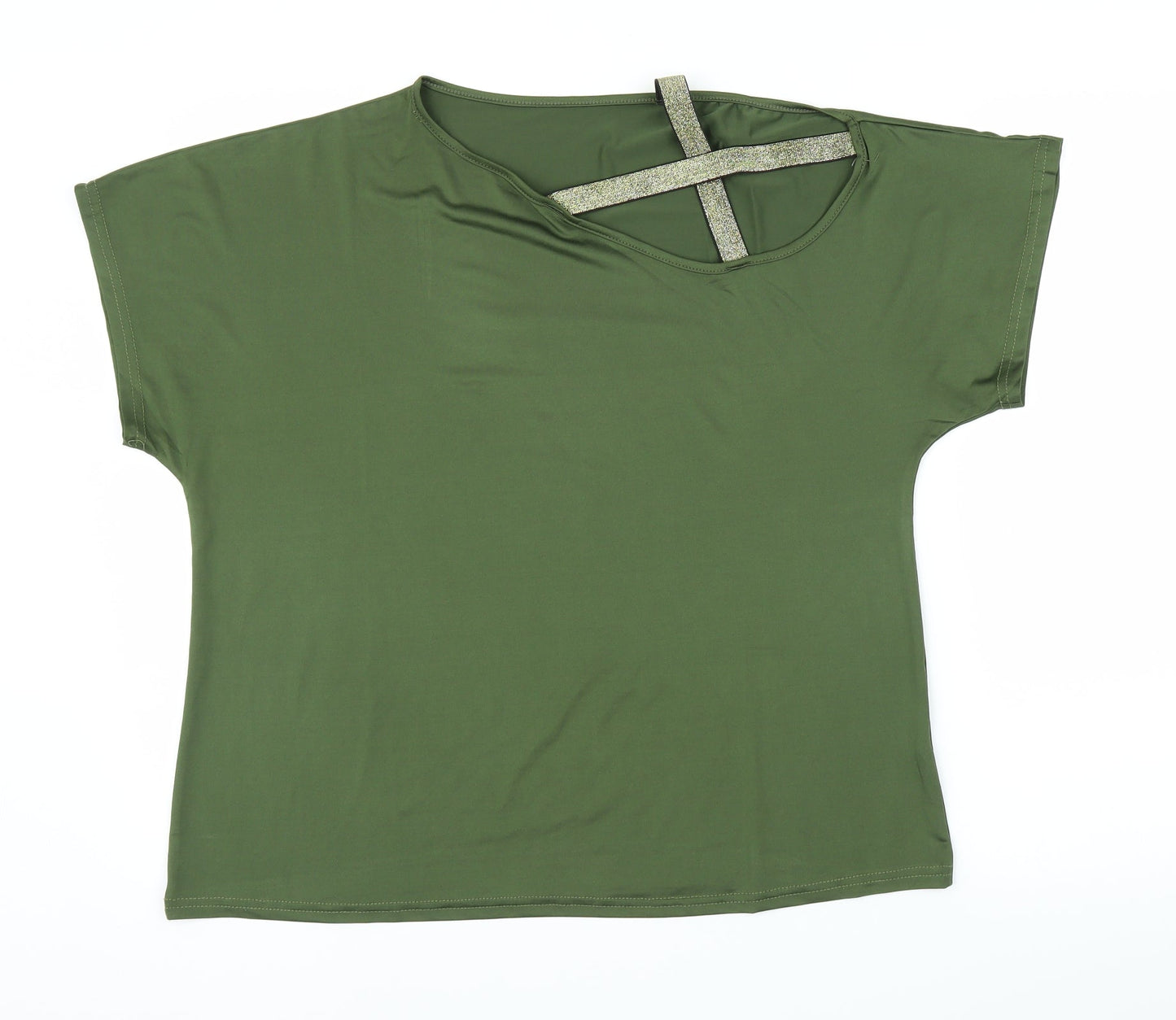 Womens UK Size 2XL Preworn Green Basic Blouse