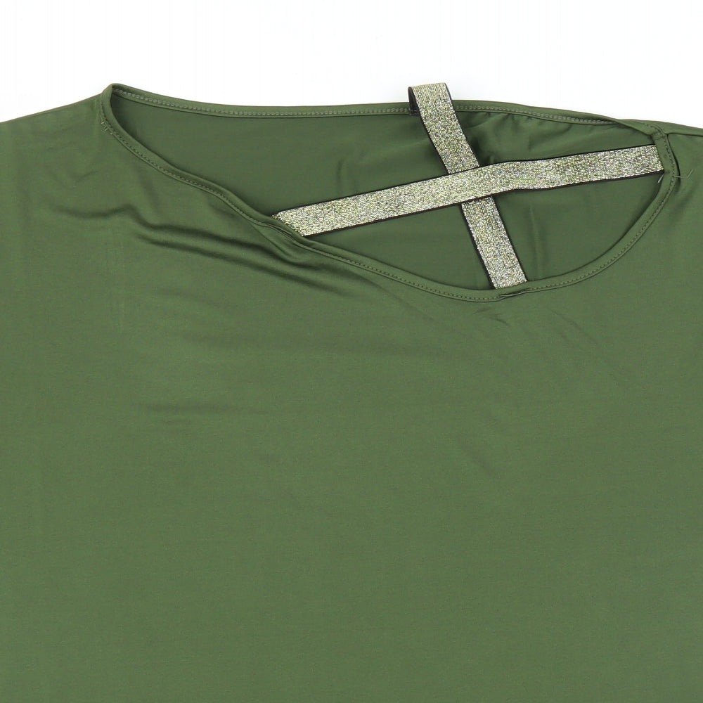 Womens UK Size 2XL Preworn Green Basic Blouse