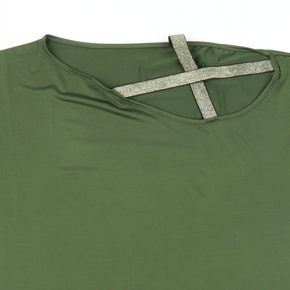 Womens UK Size 2XL Preworn Green Basic Blouse