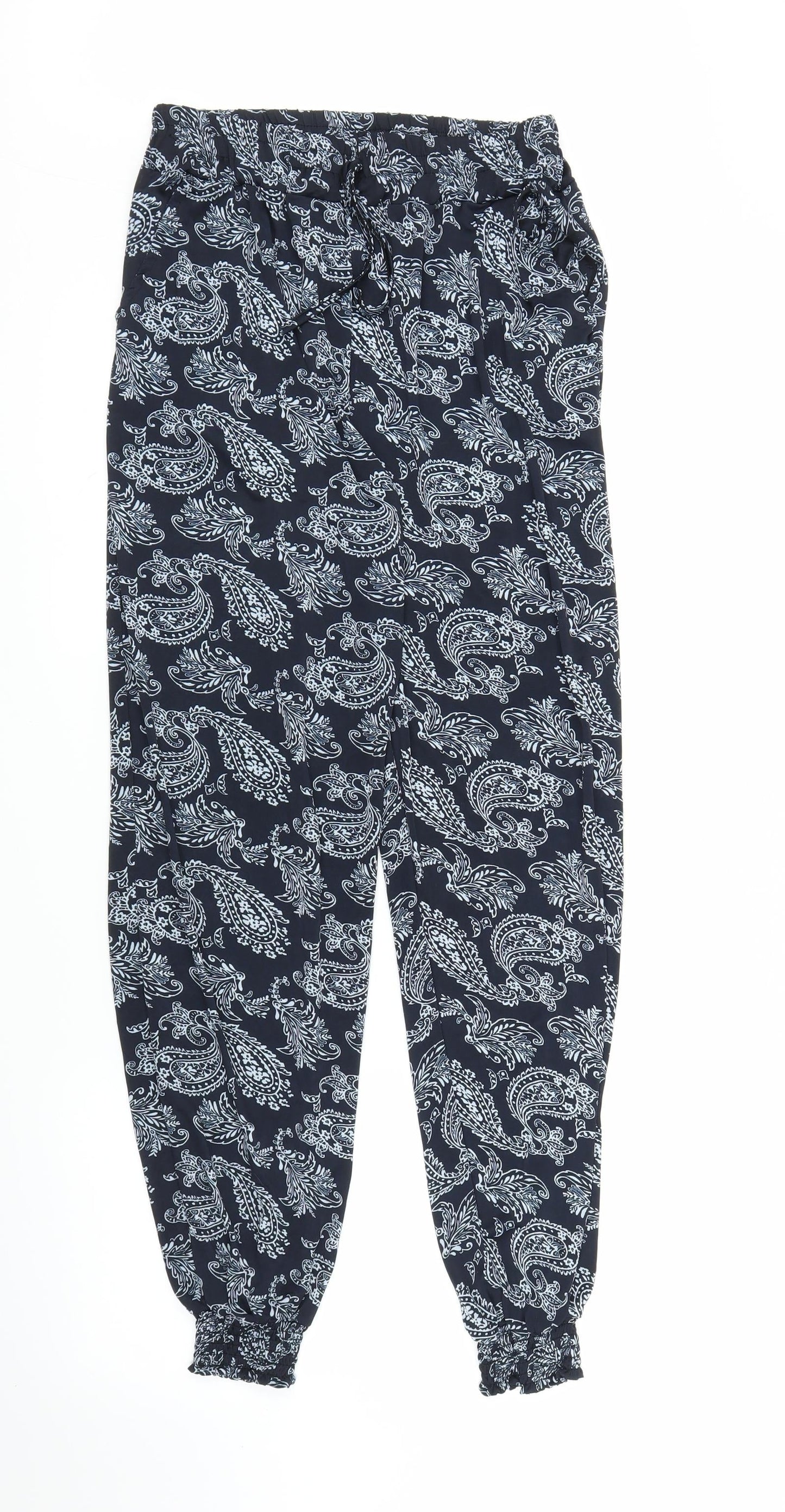 Womens UK Size M Preworn Regular Fit Harem Blue Trousers