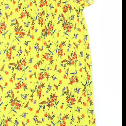 Papaya Womens Yellow Floral  Shift  Size 14