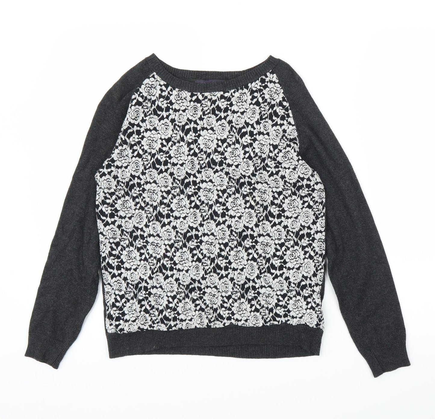 M&S Womens Blue Floral  Pullover Jumper Size 10