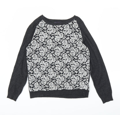 M&S Womens Blue Floral  Pullover Jumper Size 10
