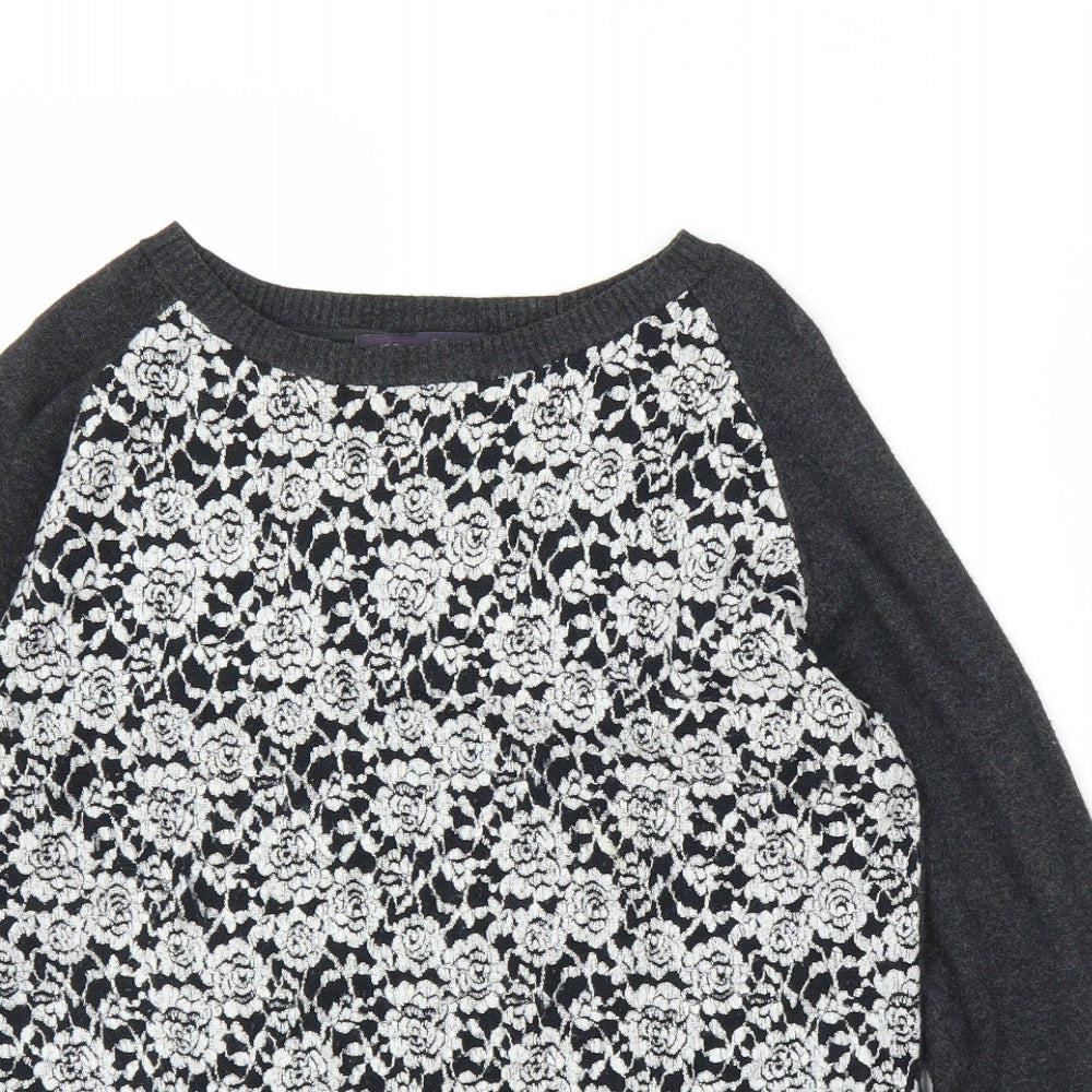 M&S Womens Blue Floral  Pullover Jumper Size 10