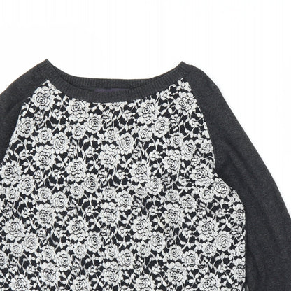 M&S Womens Blue Floral  Pullover Jumper Size 10