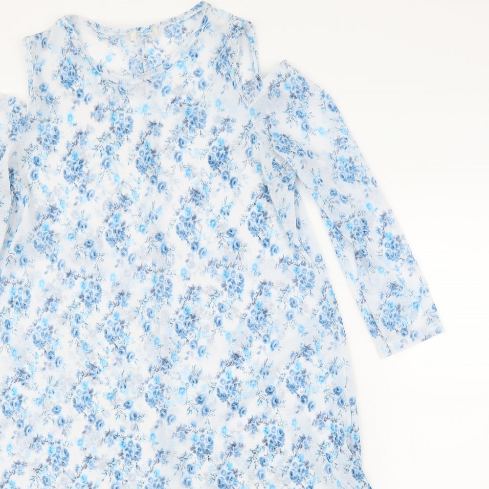 Womens UK Size M Preworn Blue Tunic Blouse