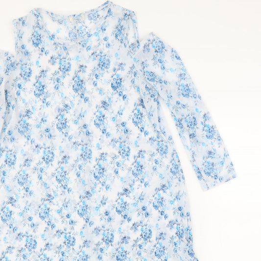 Womens UK Size M Preworn Blue Tunic Blouse