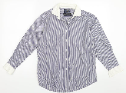 Mens UK Size M Tessitura Monti Spa Blue  Button-Up Long Sleeve Casual Shirt