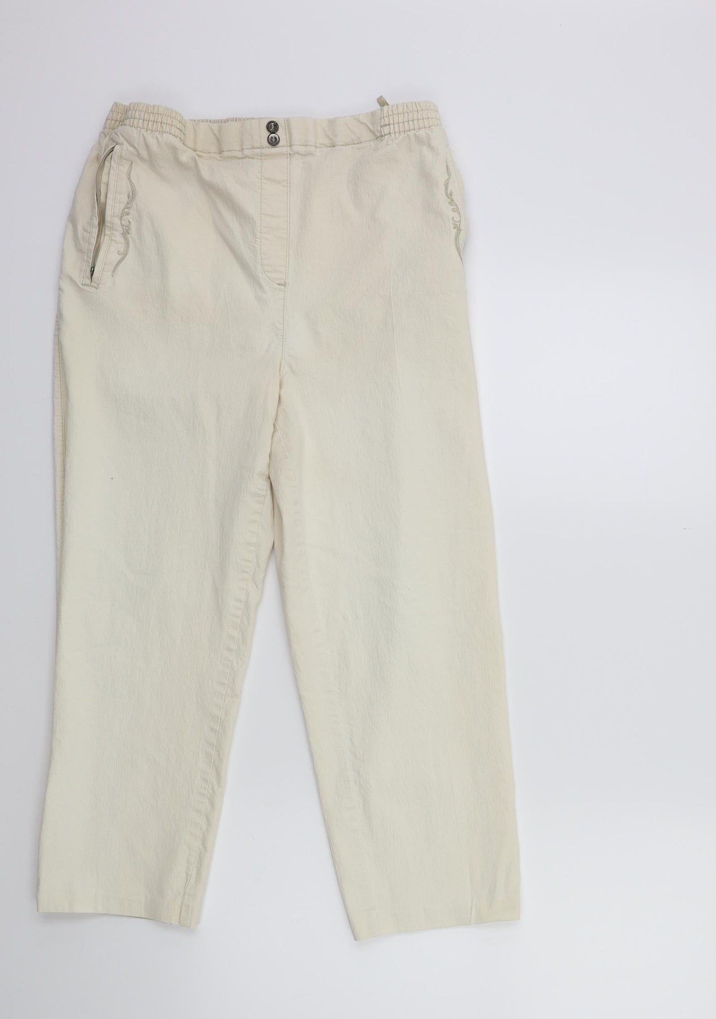 Womens UK Size 30 in Preworn Regular Fit Cropped Beige Trousers