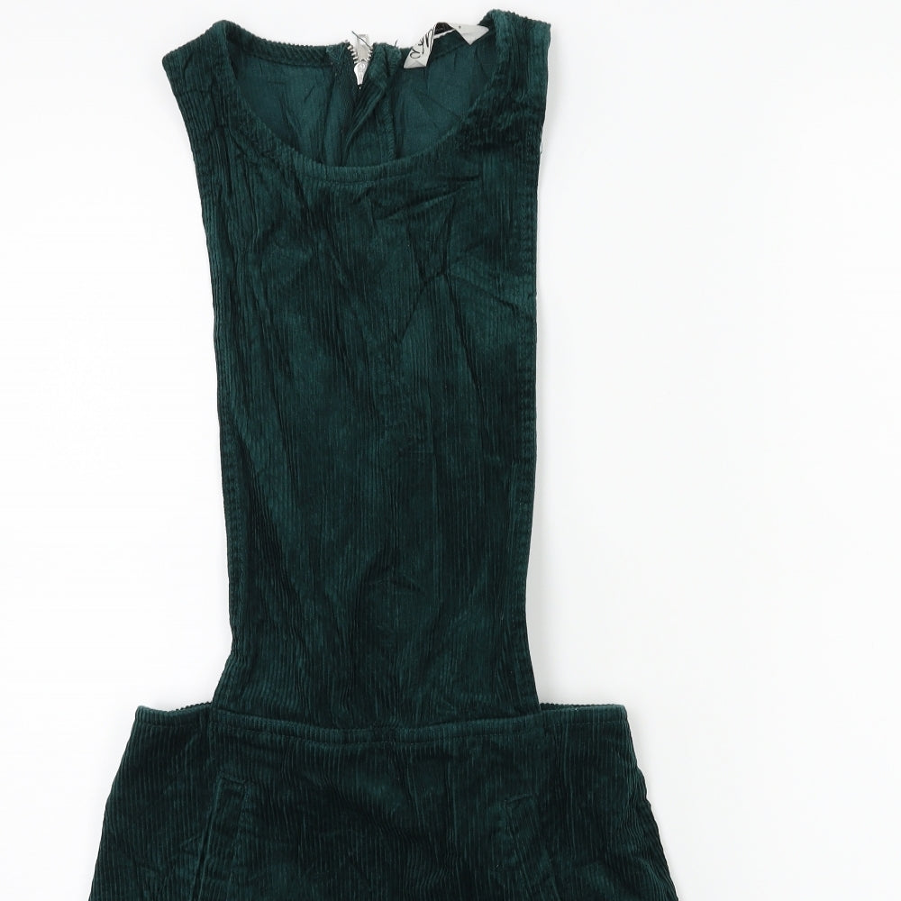 Miss Selfridge Womens Green  Corduroy Pinafore/Dungaree Dress  Size 6