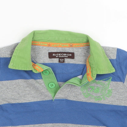 St. George by Duffer Boys Blue Striped  Basic Polo Size 18-24 Months