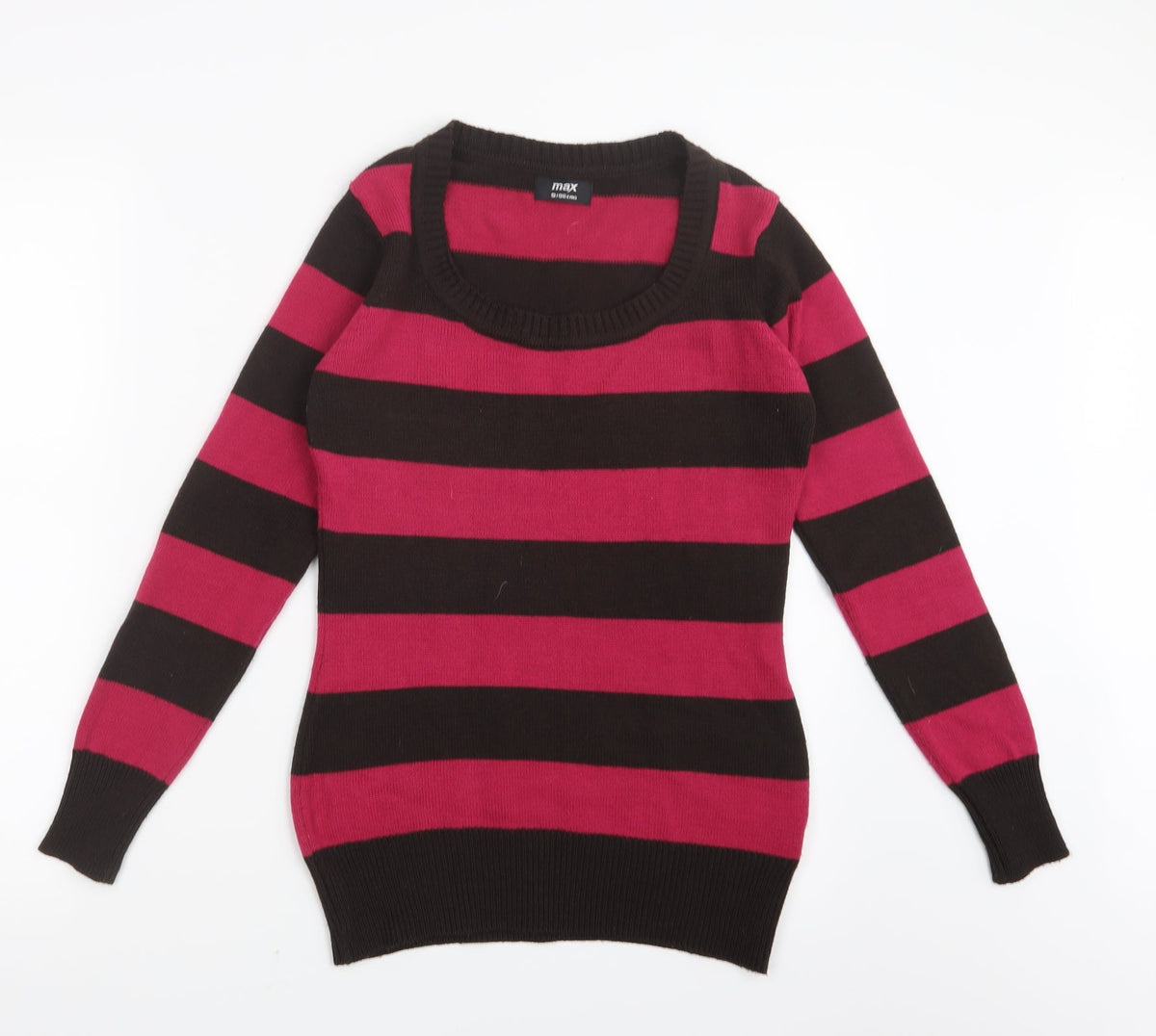 Max Womens Pink Striped Knit Pullover Jumper Size S