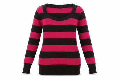 Max Womens Pink Striped Knit Pullover Jumper Size S