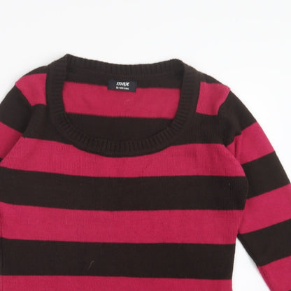 Max Womens Pink Striped Knit Pullover Jumper Size S