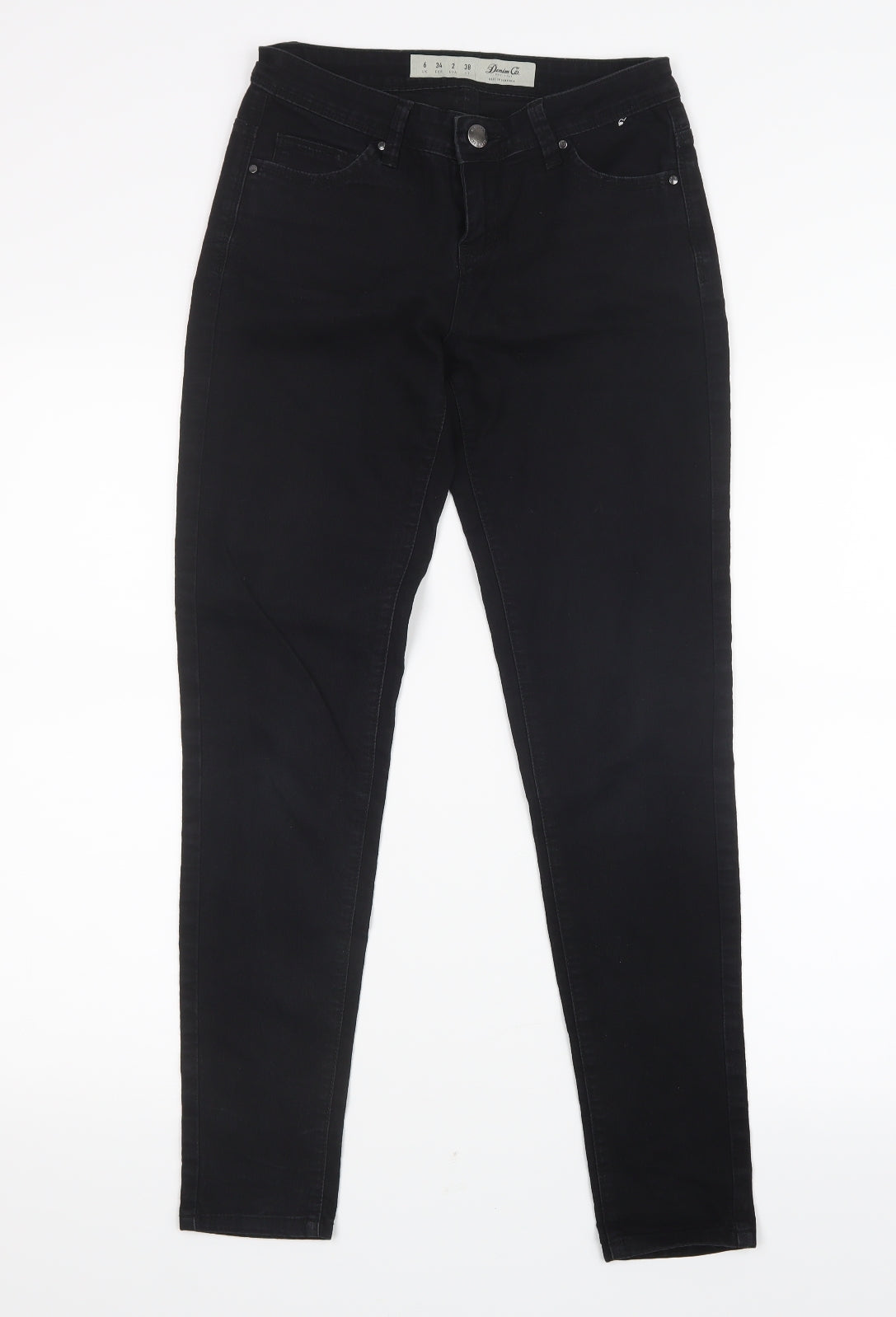 Denim Co. Womens Black  Denim Straight Jeans Size 6 L27.5 in