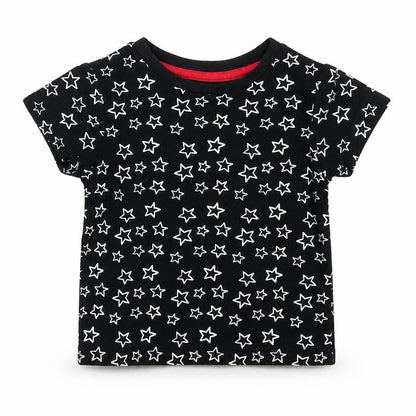 Early Days Baby Black Geometric  Basic T-Shirt Size 12-18 Months  - Stars