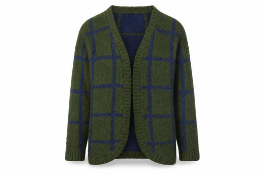 ASOS Womens Green Check Knit Cardigan Jumper Size 4