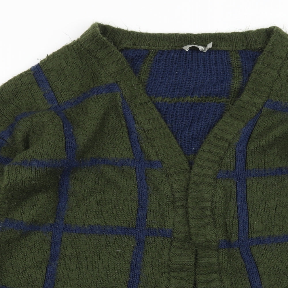 ASOS Womens Green Check Knit Cardigan Jumper Size 4