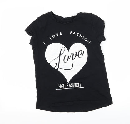 George Girls Black  Jersey Basic T-Shirt Size 10-11 Years  - I Love Fashion