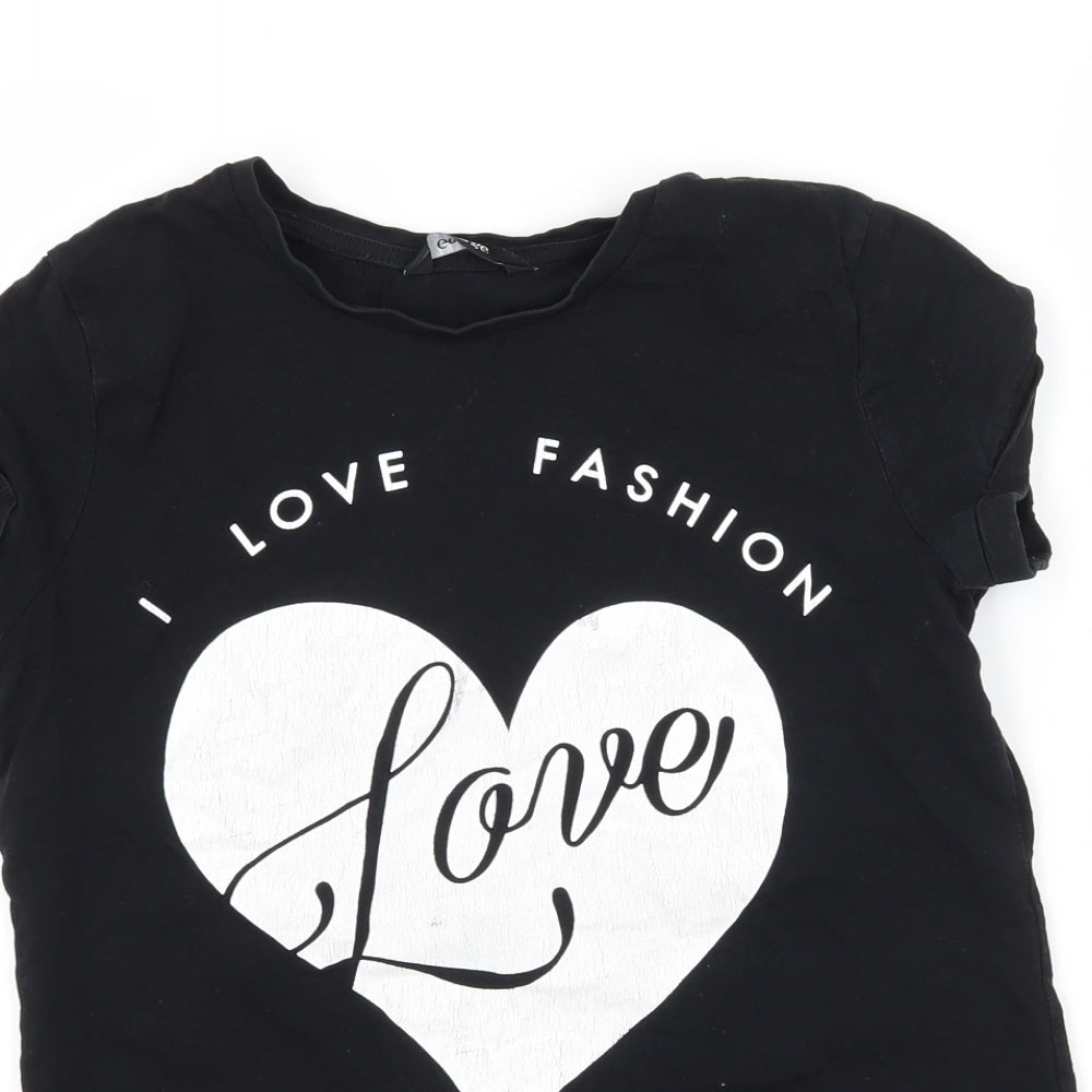 George Girls Black  Jersey Basic T-Shirt Size 10-11 Years  - I Love Fashion