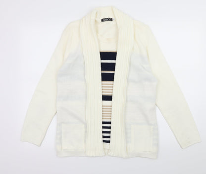 Envy Womens White Striped Knit Pullover Jumper Size M