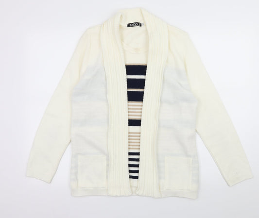 Envy Womens White Striped Knit Pullover Jumper Size M