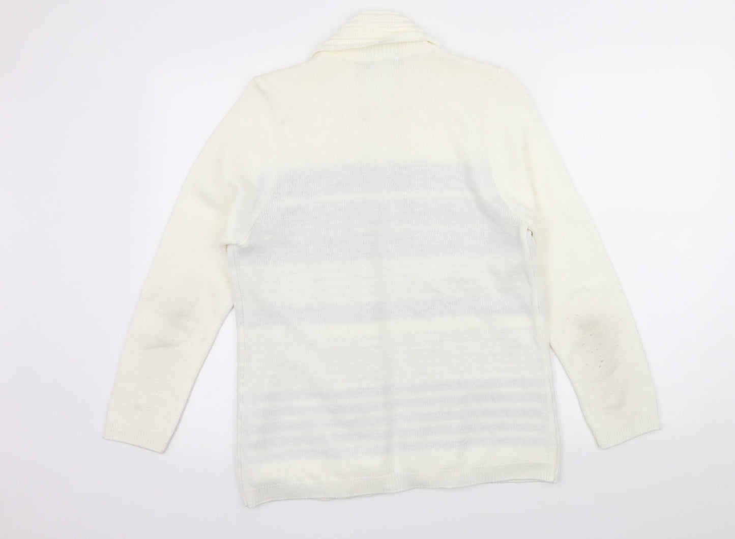 Envy Womens White Striped Knit Pullover Jumper Size M