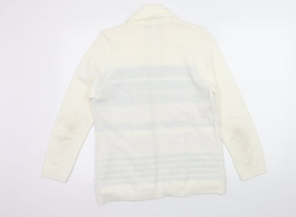 Envy Womens White Striped Knit Pullover Jumper Size M