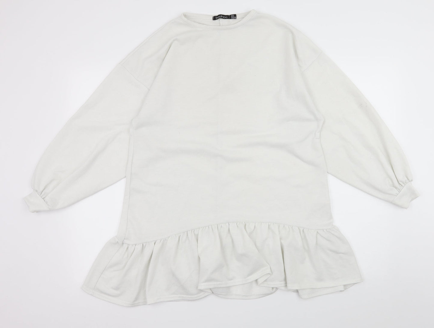 Boohoo Womens White  Jersey Pullover Sweatshirt Size 8