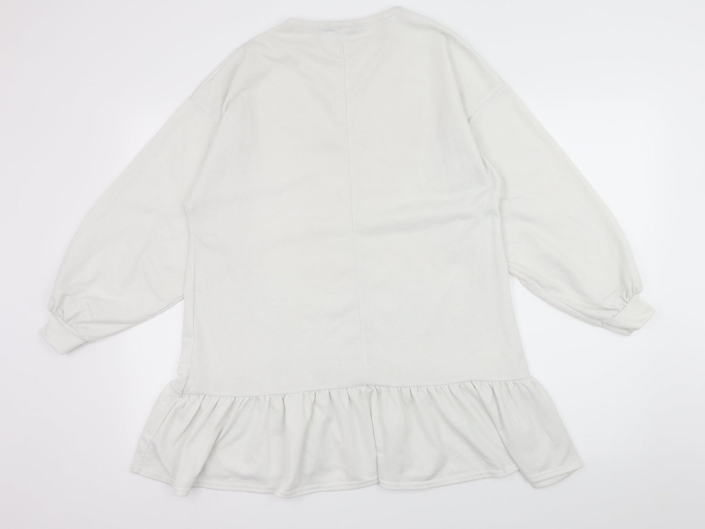 Boohoo Womens White  Jersey Pullover Sweatshirt Size 8