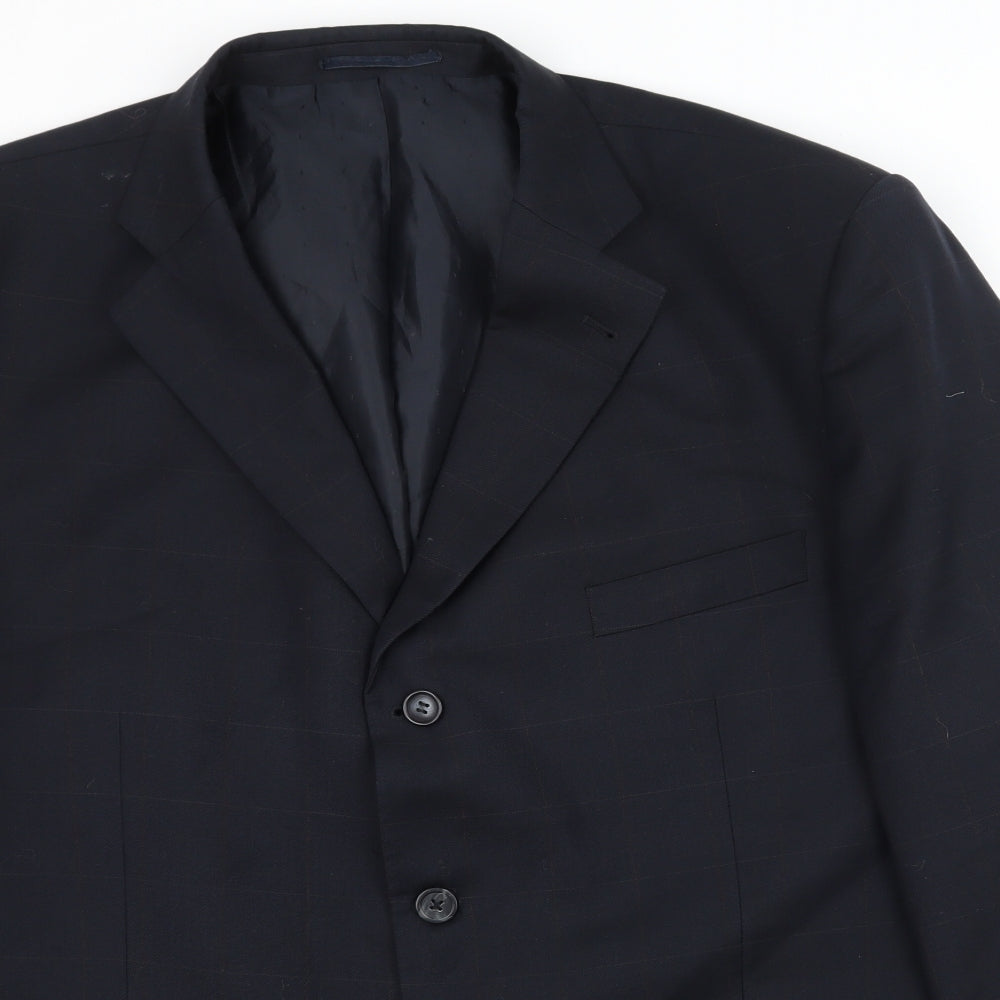 Armando Mens Blue Check  Jacket Suit Jacket Size XL