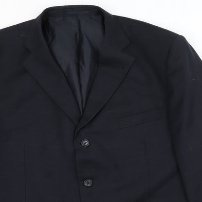 Armando Mens Blue Check  Jacket Suit Jacket Size XL
