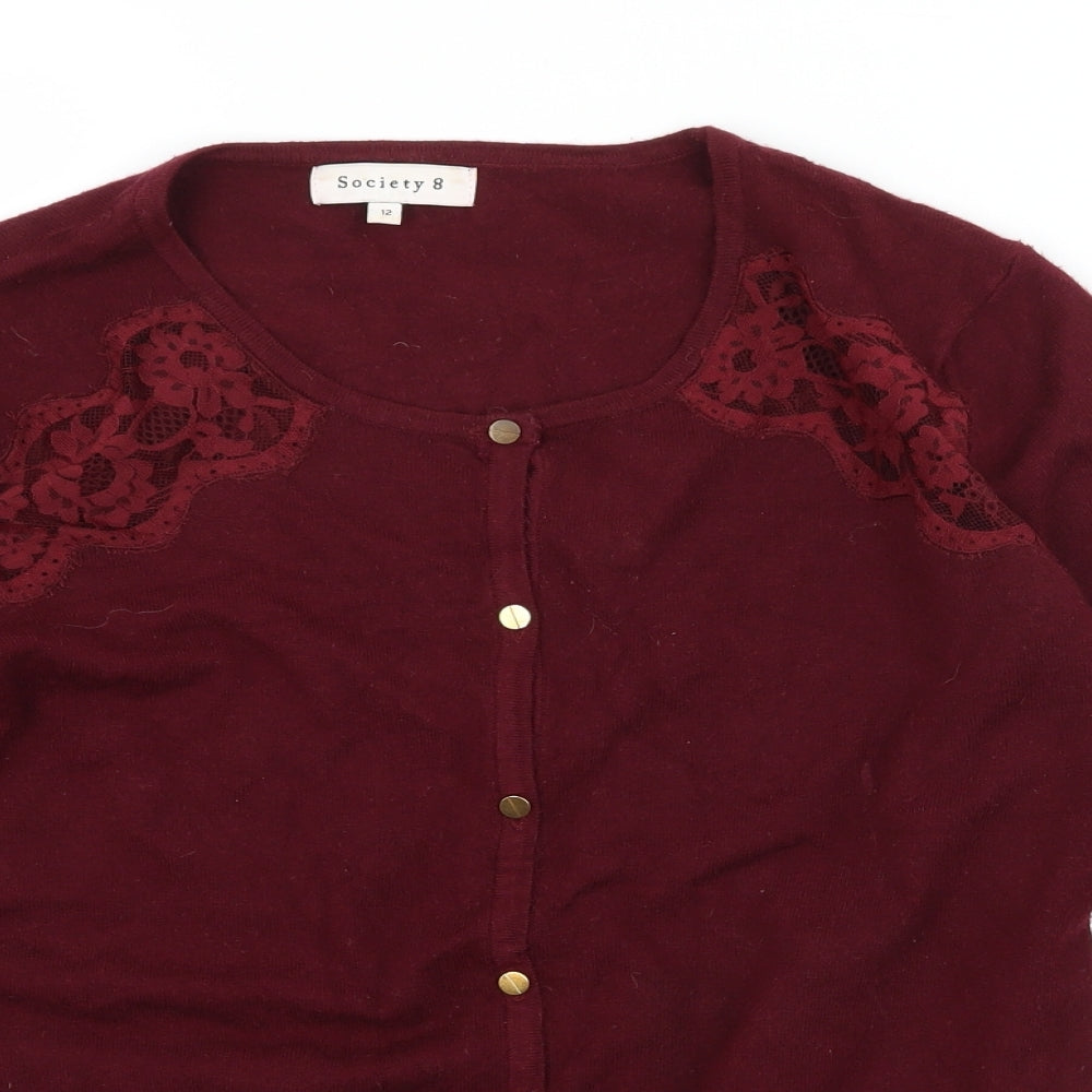 Society 8 Womens Purple  Knit Cardigan Jumper Size 12