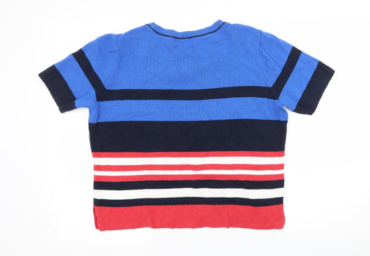TU Womens Blue Striped Knit Basic T-Shirt Size 14